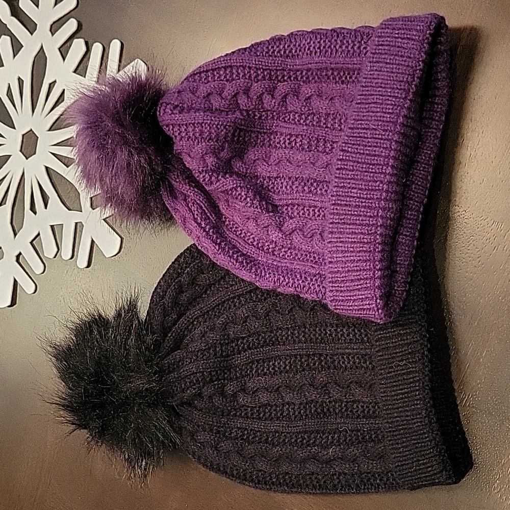 New York & Company hats with pom poms